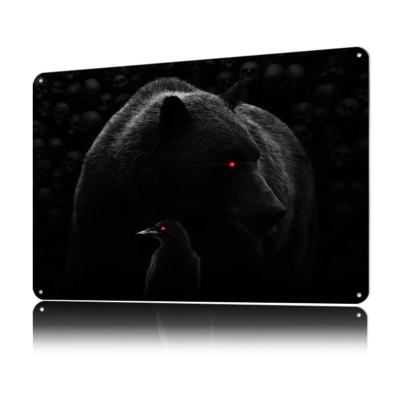 A Bear and a Crow Poster Customized Vintage Metal Signs Wall Art Retro Tin Plaque for Bedroom Decoration Gaming Home Decor Items
