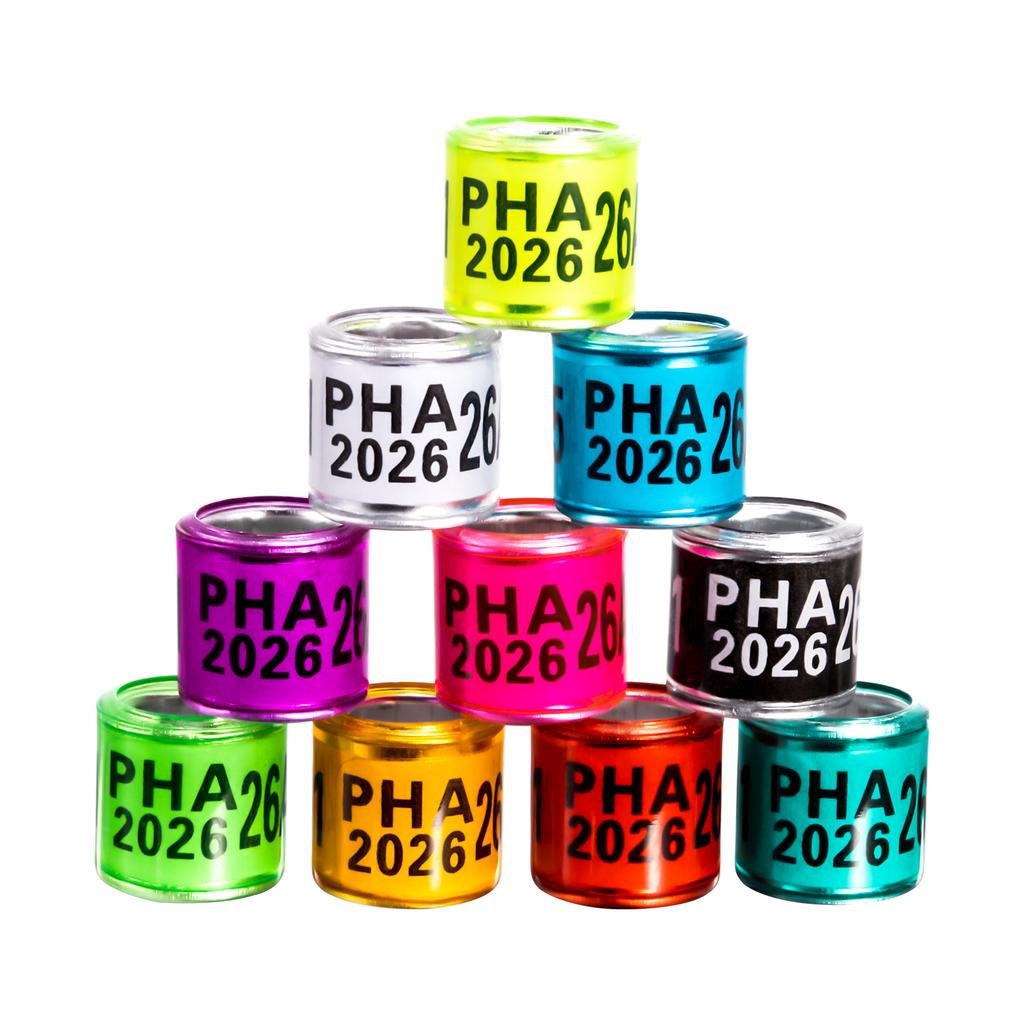 PHA 2026 Pigeon Foot Rings Inner Diameter 8mm Aluminum Plastic Bird Parrot Quail Leg Rings with Number Multi-colors 1 Pack/50Pcs