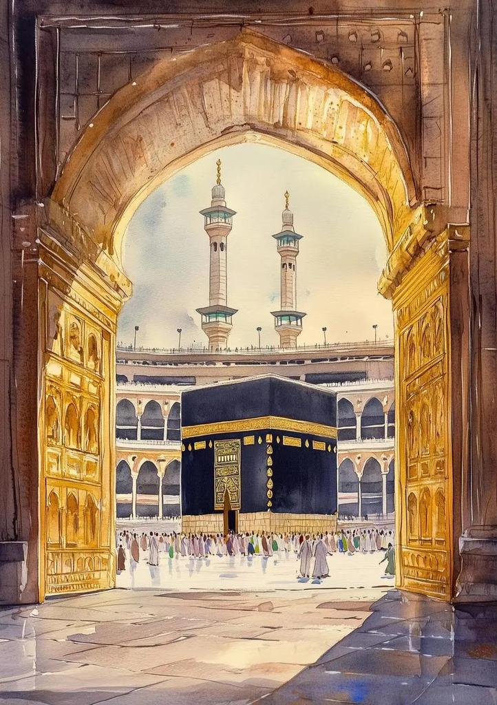 Meczet Al-Aksa i Kaaba Islamskie Malowanie Diamentami do Salonu Wystrój Domu 5D DIY Pełne Wiercenie Styl Akwarelowy Zestaw Sztuki na Płótnie