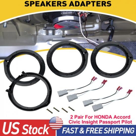 Car Speaker Door F&R Adapter Spacer Rings + Wiring Harness For Civic 2006-