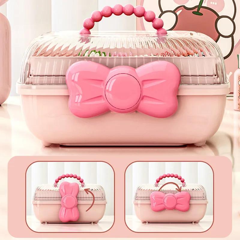 Hair Accessory Storage Box, Headband Necklace, Guka Large Capacity Household Transparent Cover, Layered Desktop, Children's Hair Accessory Storage