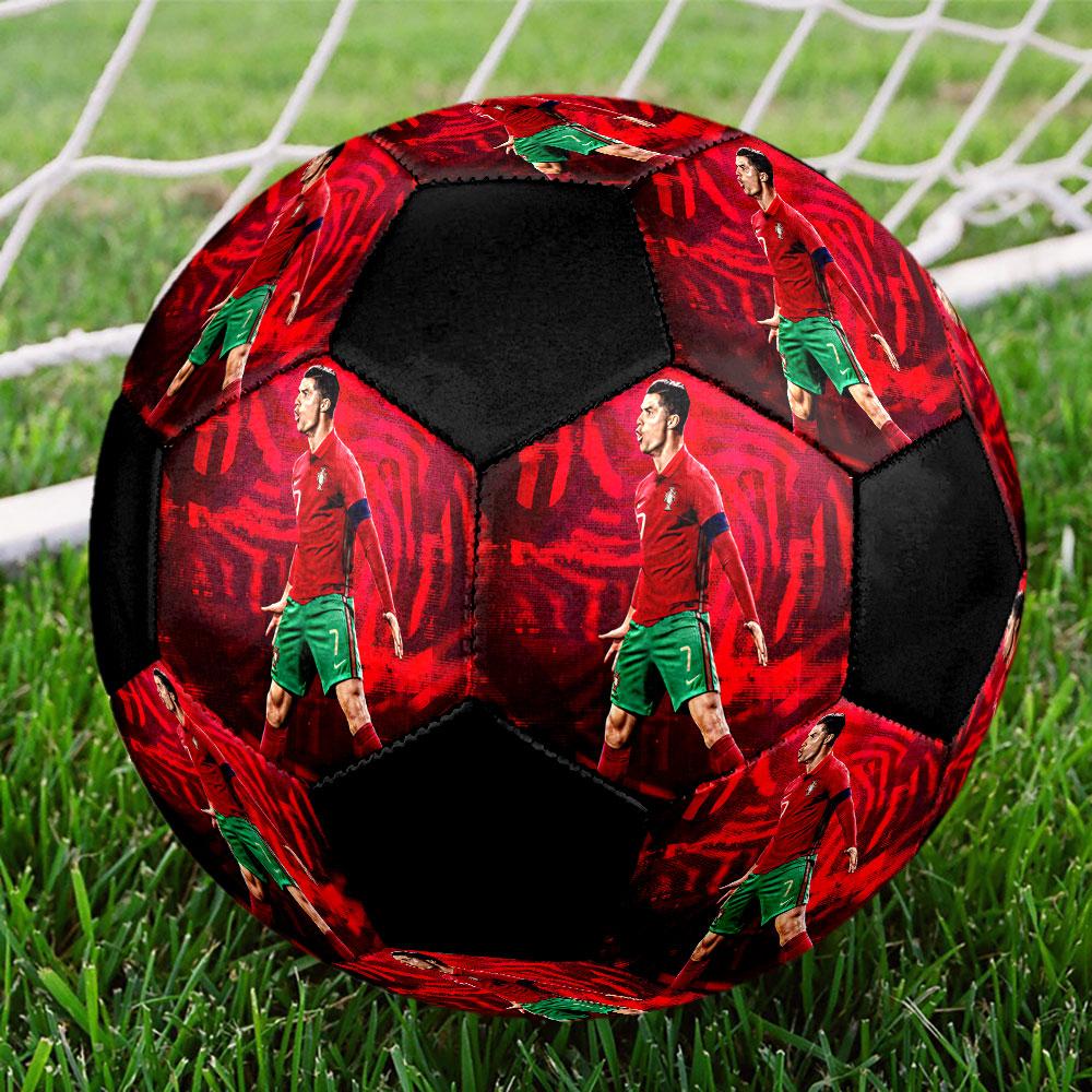 Cristiano Ronaldo Fußball Größe 5 Bunt Maschinengenäht PVC Wettkampfbereit Langlebig Hoher Rückprall