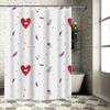 Stylowa zasłona prysznicowa z wzorem pióra serca Biały wodoodporny materiał do dekoracji łazienki Czerwono-fioletowy wzór Dostęp do domu