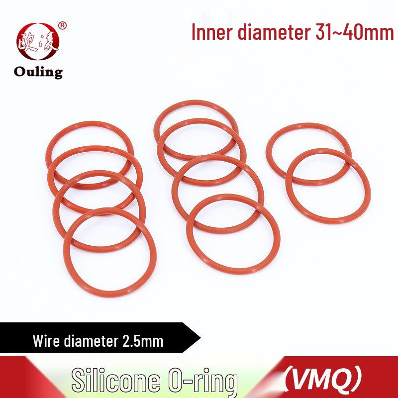 Eco-Friendly Waterproof Red Silicone O-ring 31-40*2.5mm 31*2.5mm (5 pcs)