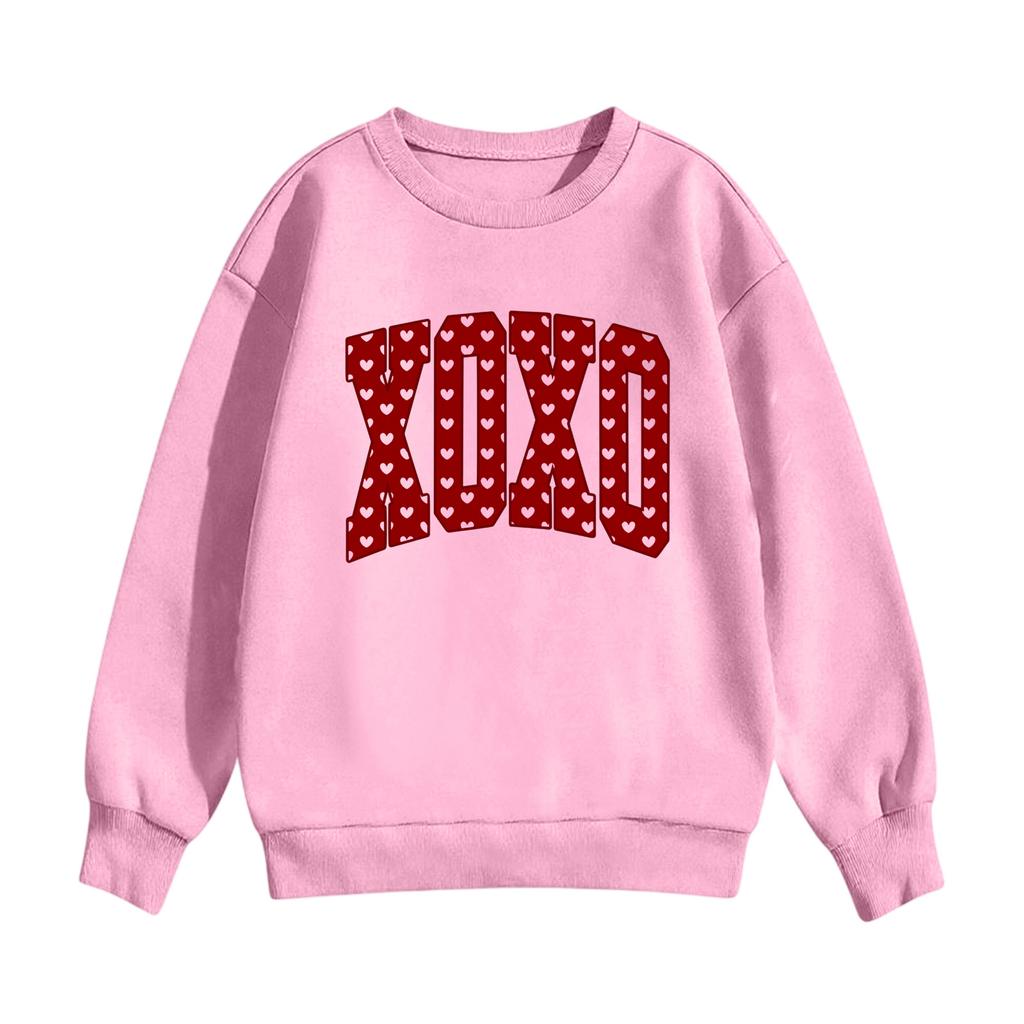Children's Casual Round Neck Printed Pullover Long,sleeved Hooded Sweatshirt Top
