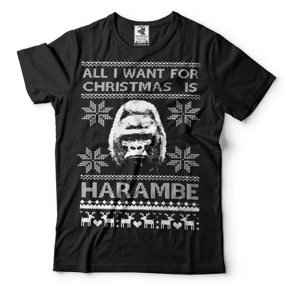 Ugly Christmas Sweater T-Shirt Funny Harambe Xmas Party Tee Shirt 3XL