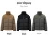 2025 New Unisex Color Block Thick Down Jacket with Stand Collar for Winter Warmth