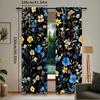 2Pcs Boho Curtain Cute Floral Black Curtain Rustic Country Flower Elegant Suitable For Bedroom Living Room Dining Room And