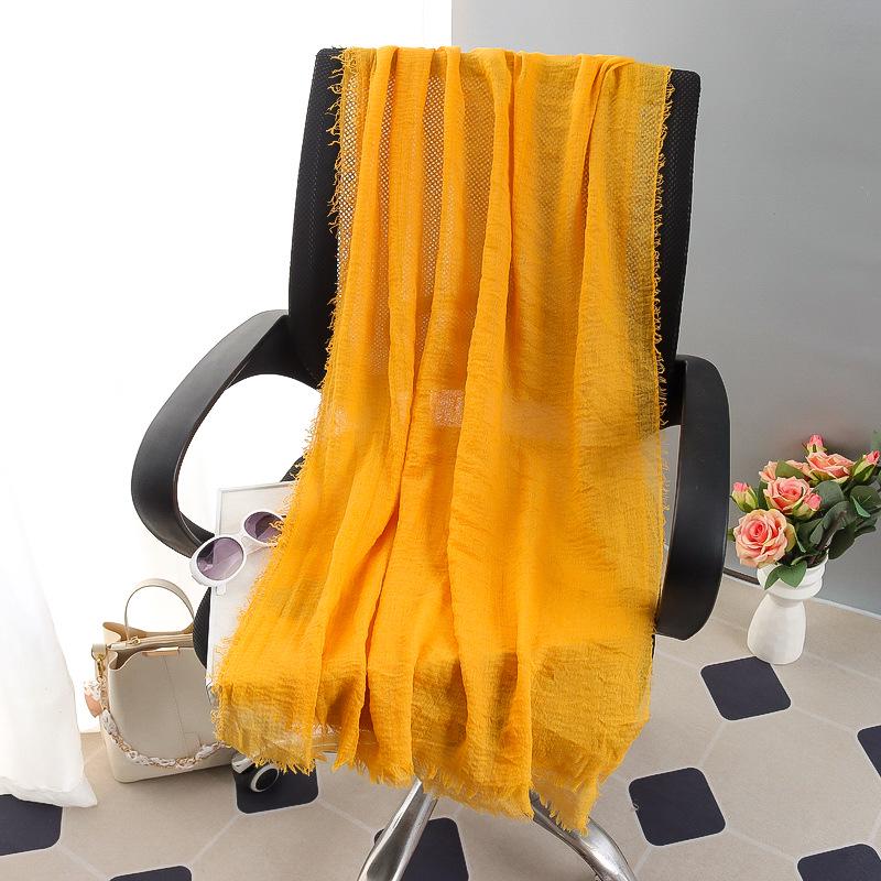 Women's Large Cotton & Linen Pure Color Scarf: Spring/Summer Muslim Headscarf, Beach Towel, Sunscreen Shawl