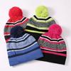 Gorro de Invierno de Punto para Niños con Pompón y Raya - Gorro Cálido Cortavientos de Mezcla de Lana para Niños y Niñas Edades 4-6