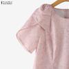 ZANZEA Dames Casual Ronde Hals Zomer Korte Mouw Print Blouse