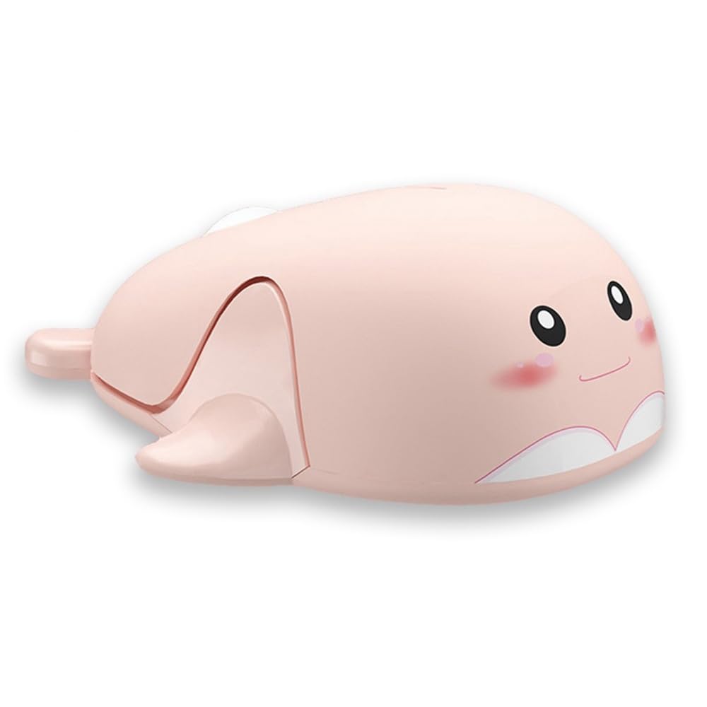 Pink Wireless Cute Animal Smooth for Women and Compatible with and MacBooks Dolphin-Shaped Mouse, 2.4GHz USB, Optical, Design, Touch, Compact,