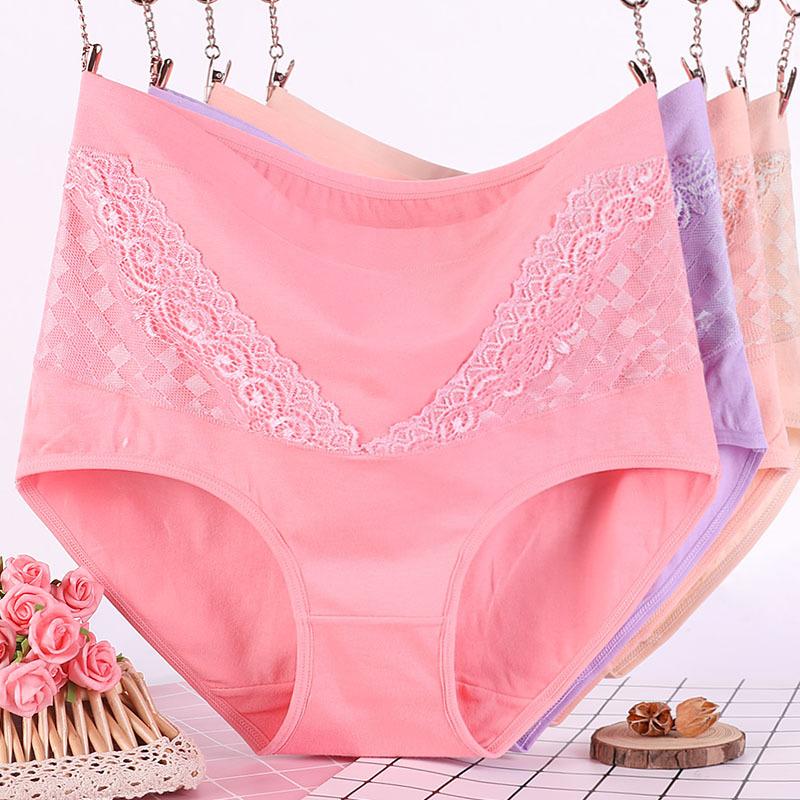 Plus Size Women's Year of Life Cotton High Waisted Lace Red Triangle Panties
