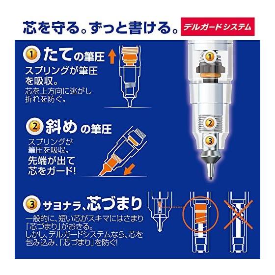 Zebra DelGuard Type-ER Mechanical Pencil, 0.5mm, Blue (P-MA88-BL) with DelEraser and Rubber Grip