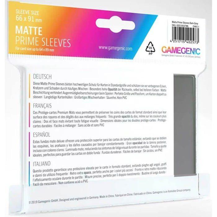 Manchons Prime Mat - Gamegenic - 100-Pack - Gris Foncé - Haute opacité - Anti-fatigue