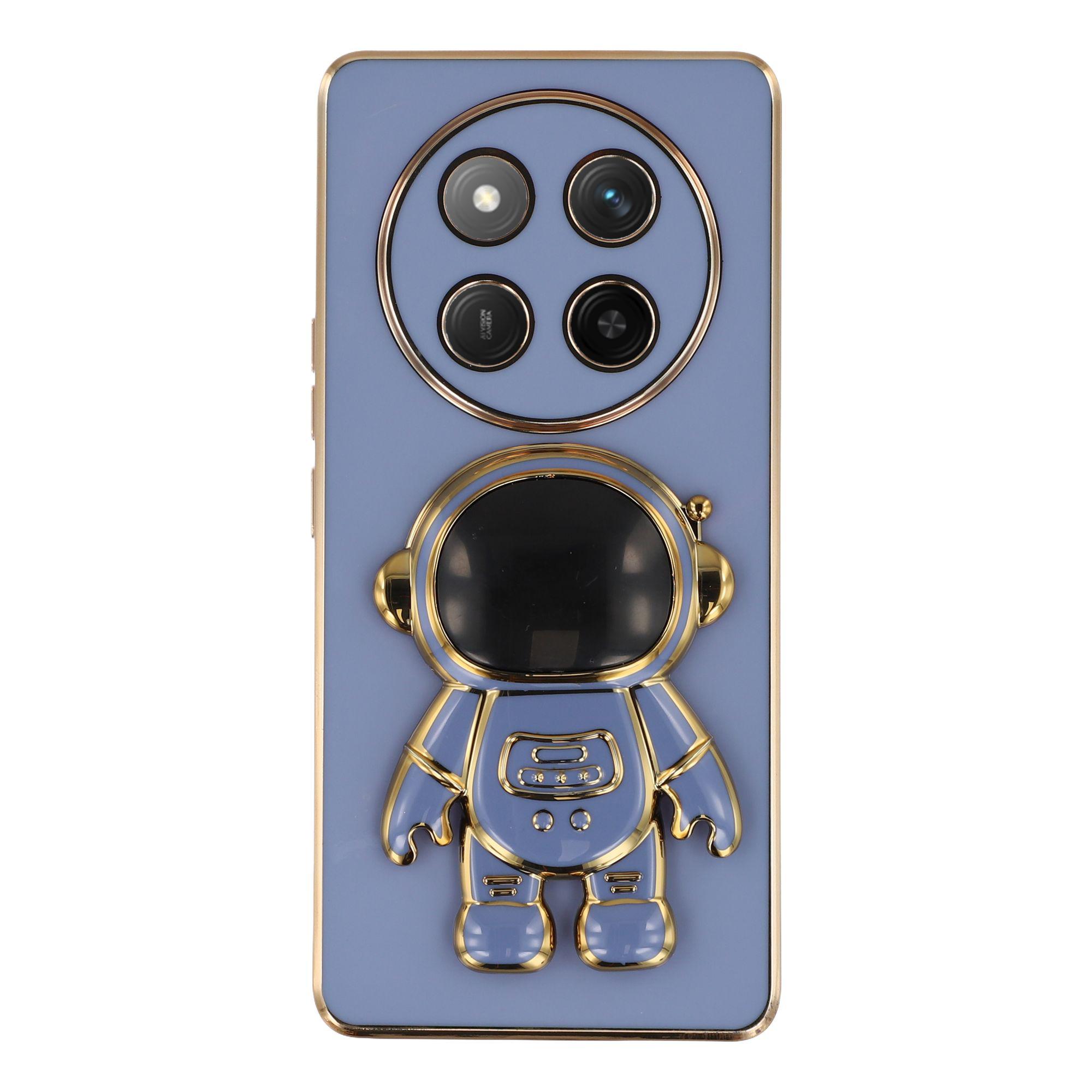 

Phone Case For Honor X60 Pro 5G/X9c 5G/Magic7 Lite 5G Electroplating Soft TPU Cover with Astronaut Hidden Kickstand Blue