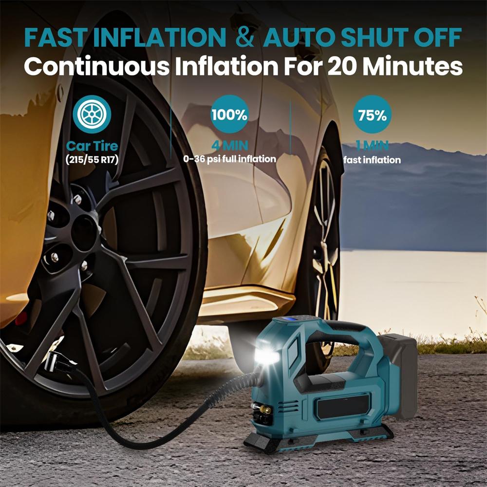 Cordless Tire Inflator Air Compressor For Makita 18V Battery Portable Air Pump