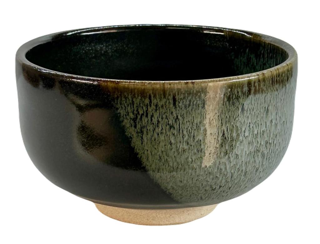 Mino ware black glaze flowing dish Mi 4205