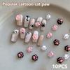 New 10Pcs New Fashion Cat Paw Nail Charm Resin Cartoon Manicure Ornaments Mini 3D Nail Art Decoration