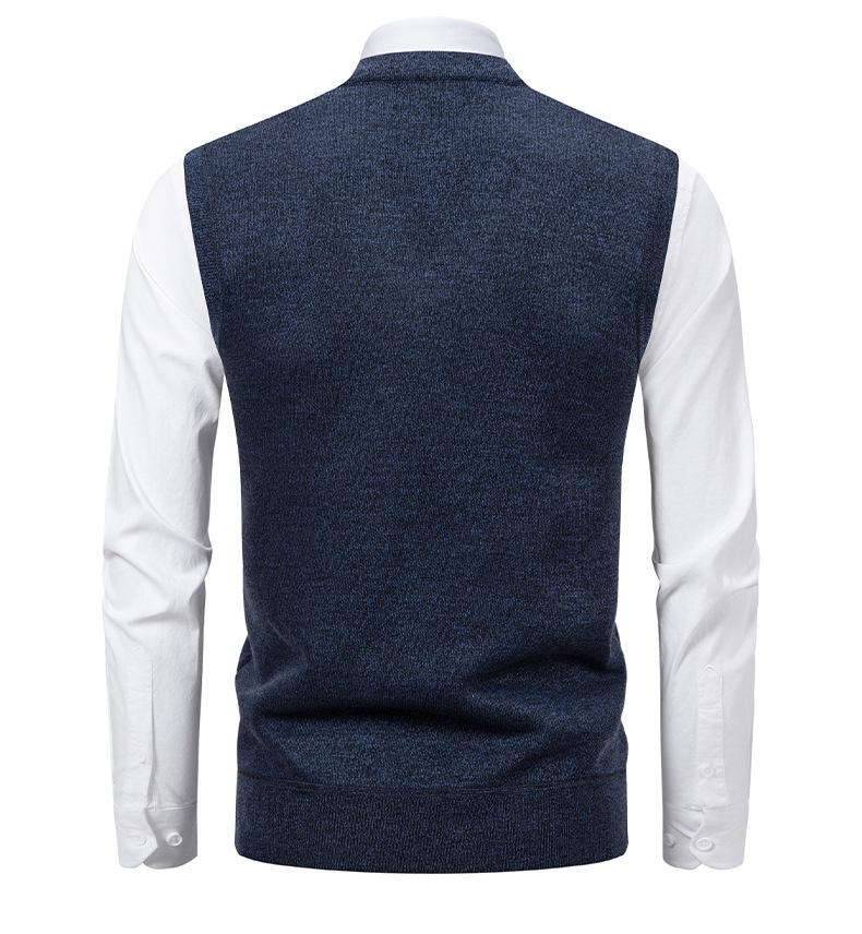Men's Slim Fit Velvet-Thickened Knit Vest for Autumn/Winter
