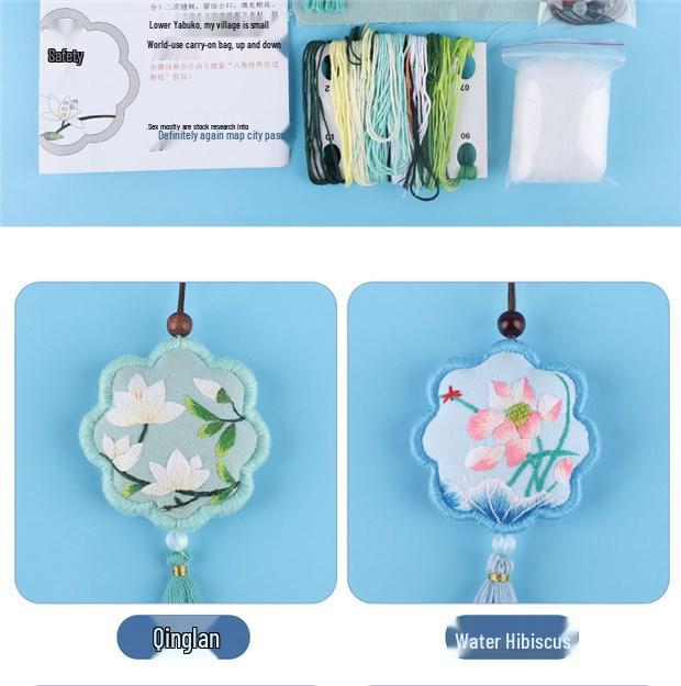Peace Amulet Embroidery Kit: Beginner's DIY Cross Stitch Sachet Pouch