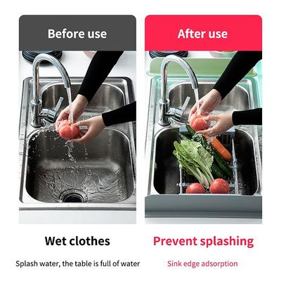 Durable Silicone Sink Splash Guard Non-Slip Water Splatter Bathtub Splash Guard Sink Edge Protector for Kitchen and Bathroom