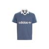 Originals Logo Print Fine Stripe Short Sleeve Polo Shirt Men Tops Blue IU0199