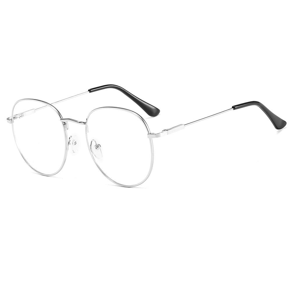 Retro Lenses Metal Anti-Blue Flat Glasses Computer Eye Protection Glasses Trendy Fashion Glasses Frame Round Frame Glasses Frame