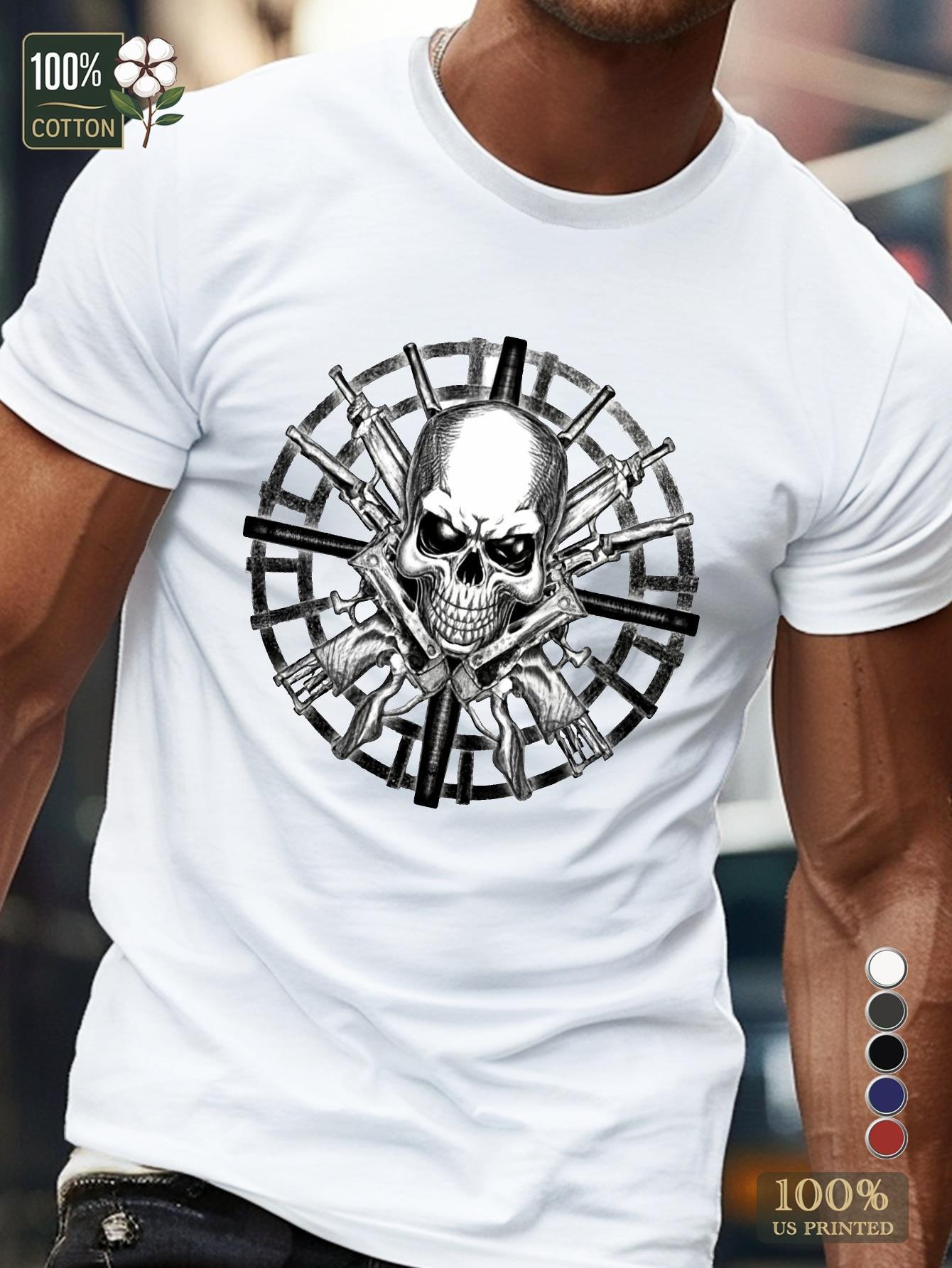 

Skull Wearing Gas Mask Cotton T-shirt Comfortable Version XXXXL