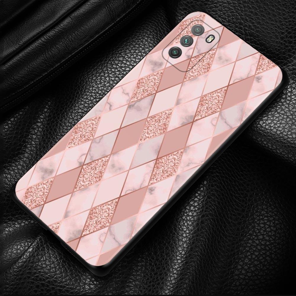 Gold Rosa Rose Glitzer Herzen Hülle Für Xiaomi Mi Poco X3 Pro F3 X3 GT M3 X3 NFC F1 M3 Pro 5G F3 GT Schwarze Hülle Coque Shell
