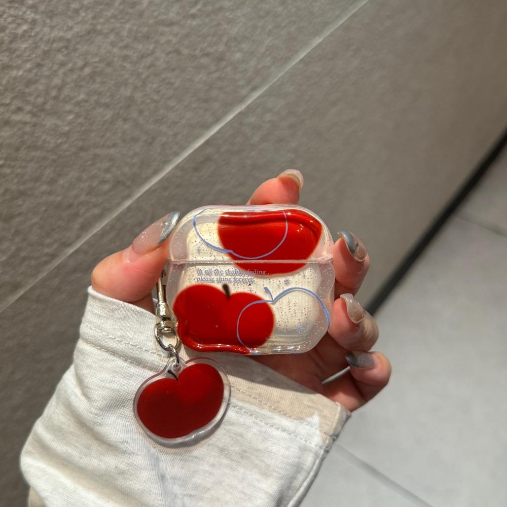 Ins Korean Ink Splashing Graffiti Red Apple Airpods4 Protective Case Airpod3 Suitable for Apple Pro Earphone Case