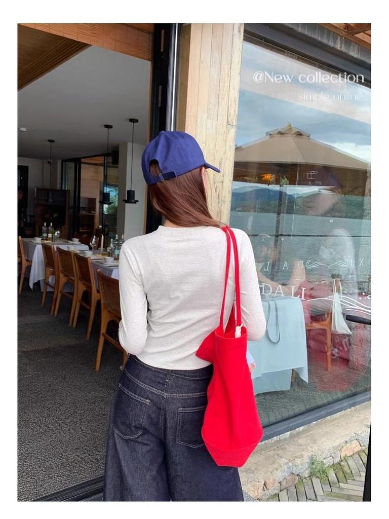 Women's Long Sleeve Slim Fit Red T-Shirt - Stylish Spring/Autumn Base Layer 2025