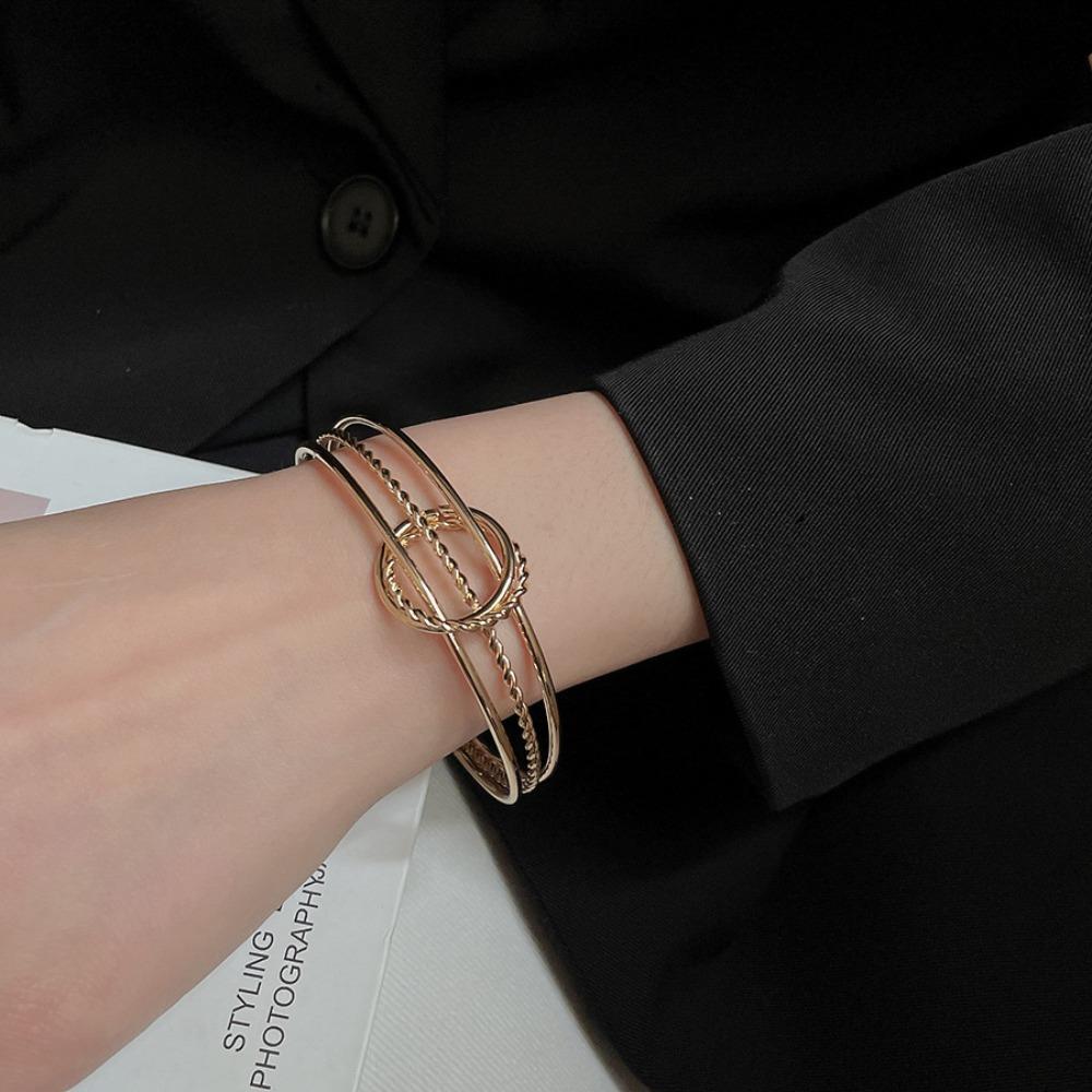 Iron Cuff Bangles Gold Silver Exaggerated Bracelet Unique Wide Open Bangle  Girls
