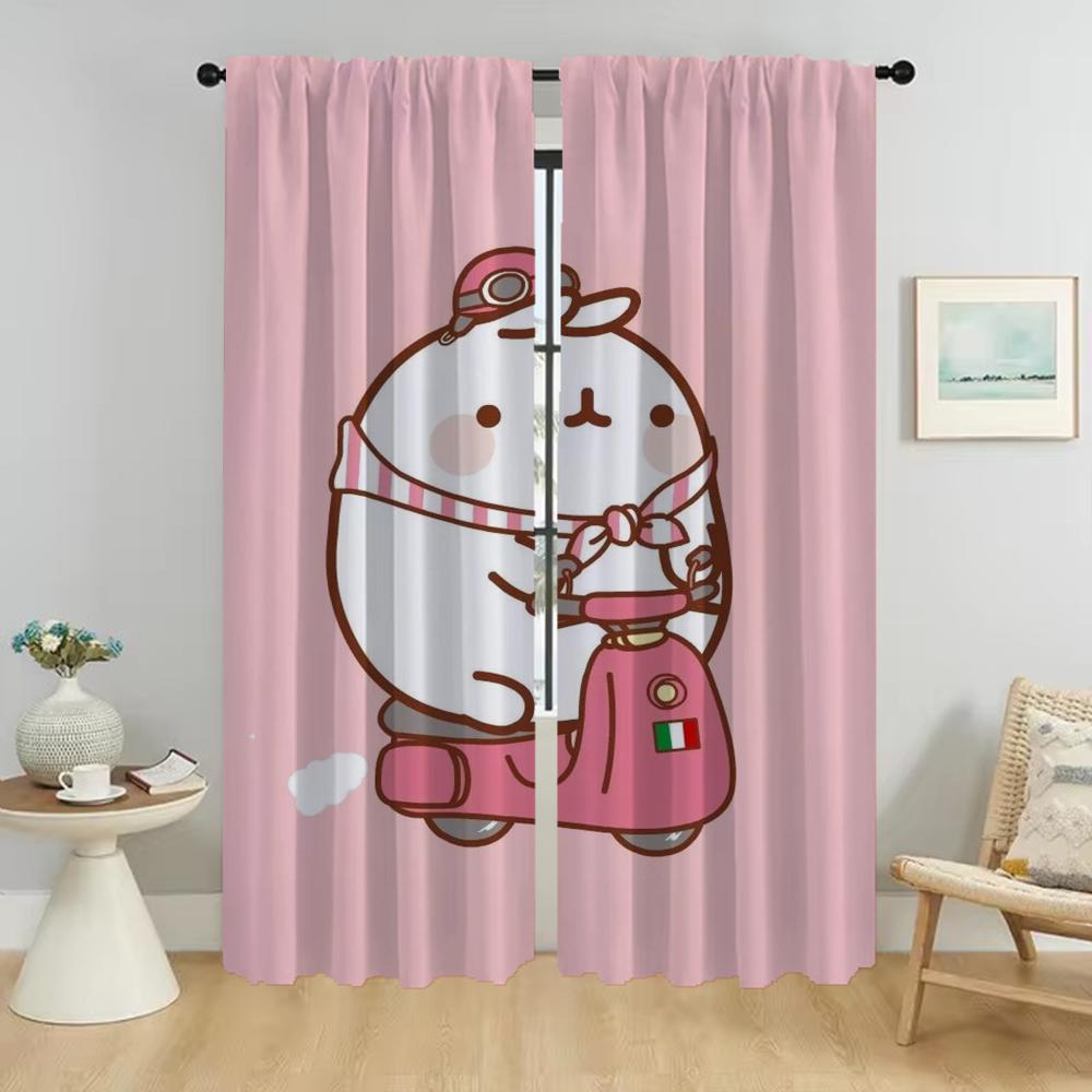 Molang Gardiner Barnerom Mørkleggingsgardiner for Kameraskillevegg Vindusgardin for Rom 2 Paneler Persienner Halloween-dekorasjon