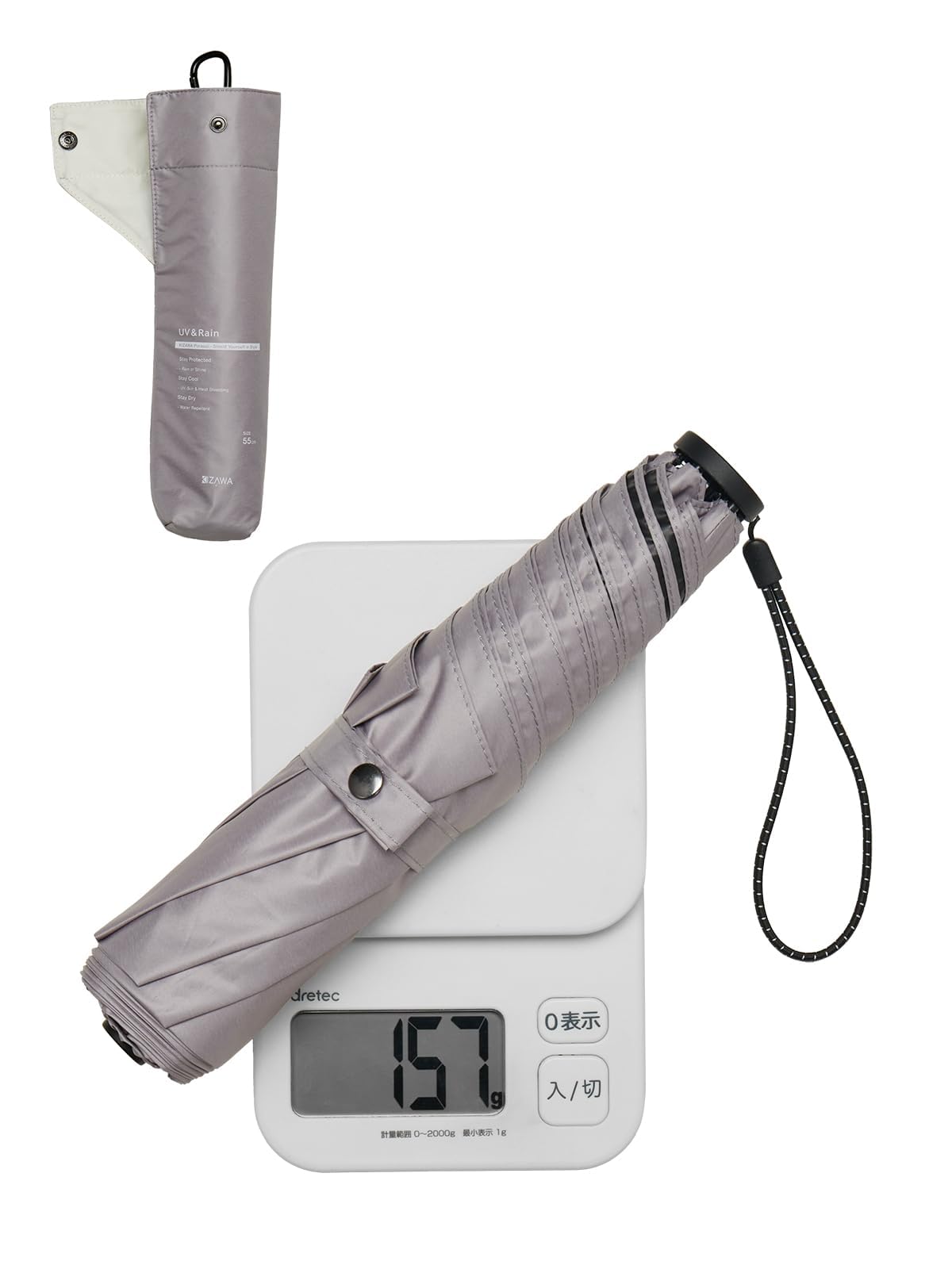 

KIZAWA Зонт от солнца и карбоновый карабин 55 см складной УФ-свет Полный уровень света 5 Вода Тепло Защита от обратного ветра Мужской зонт, Дождь, Сверхлегкое волокно,