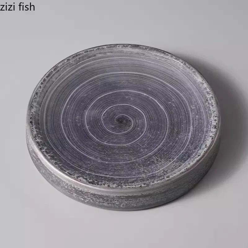 Vintage Circular Ceramic Dinner Plate Sushi Plate Dessert Plate Snack Plates Restaurant Specialty Molecular Cuisine Tableware
