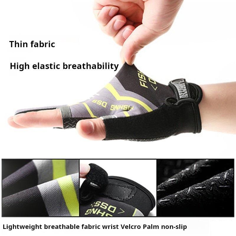 Fishing Gloves, Fishing Routes, Sun Protection, Anti Slip, Ice Silk Breathable Thin Gloves