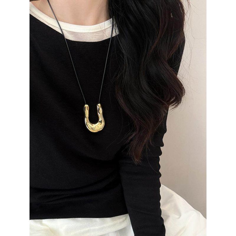 and American Style ~ Niche Design U-Shaped Horseshoe Necklace for Women, Long Simple Sweater Chain, Light Luxury, High-End Feel, Exaggerated Accessory