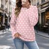 Women's Casual Polka Dot Christmas Print Top for Fall and Winter, Versatile Blouse