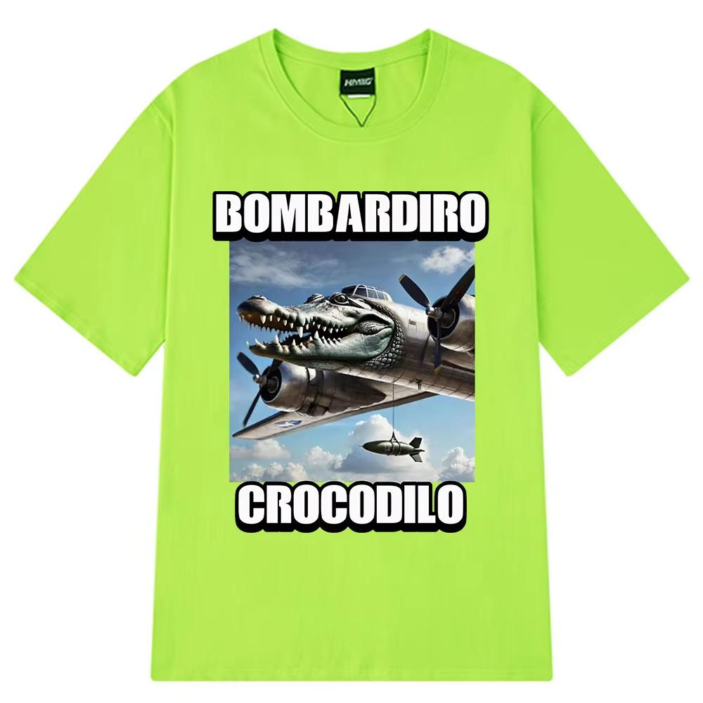 Bombardiro Crocodilo Funny Crocodile Plane Bomber T-shirt Men Women Casual Cotton Short Sleeve T Shirts Comfort O-Neck T-shirts