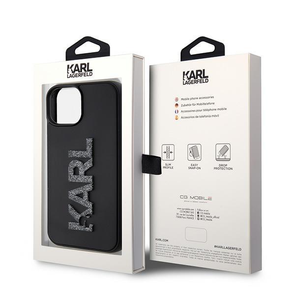 Etui do iPhone 15 Karl Lagerfeld 3D Rubber Glitter Logo Czarne