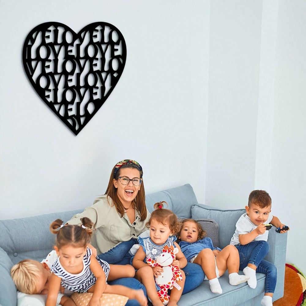Geometric Heart Metal Wall Art Modern Iron Decor Living Room Home Gift Valentine Anniversary Housewarming