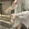 Crystal Fairy Thick Heel Slippers High Heel Sandals Bow Summer Rhinestones Premium Beauty