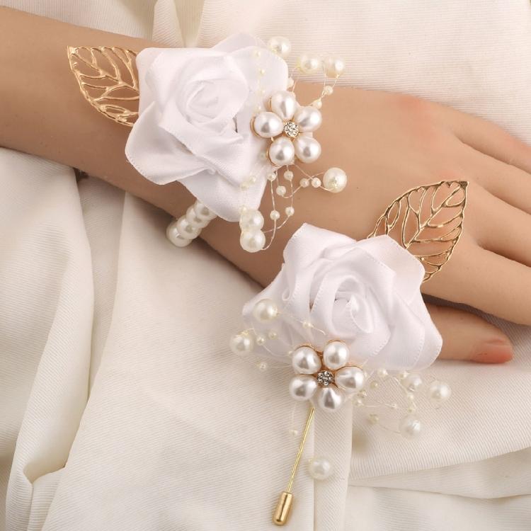 Artificial Flower Wedding Corsage Pair For Bride Grooms Bridesmaids Matching Accessories Western Ceremony