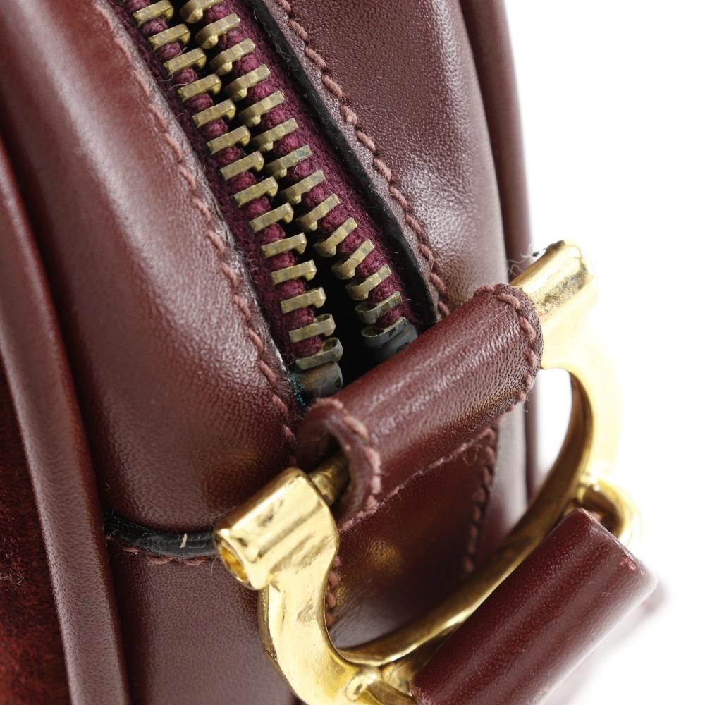 Cartier Must Line Shoulder Bag Bordeaux Suede/Calfskin Women Used