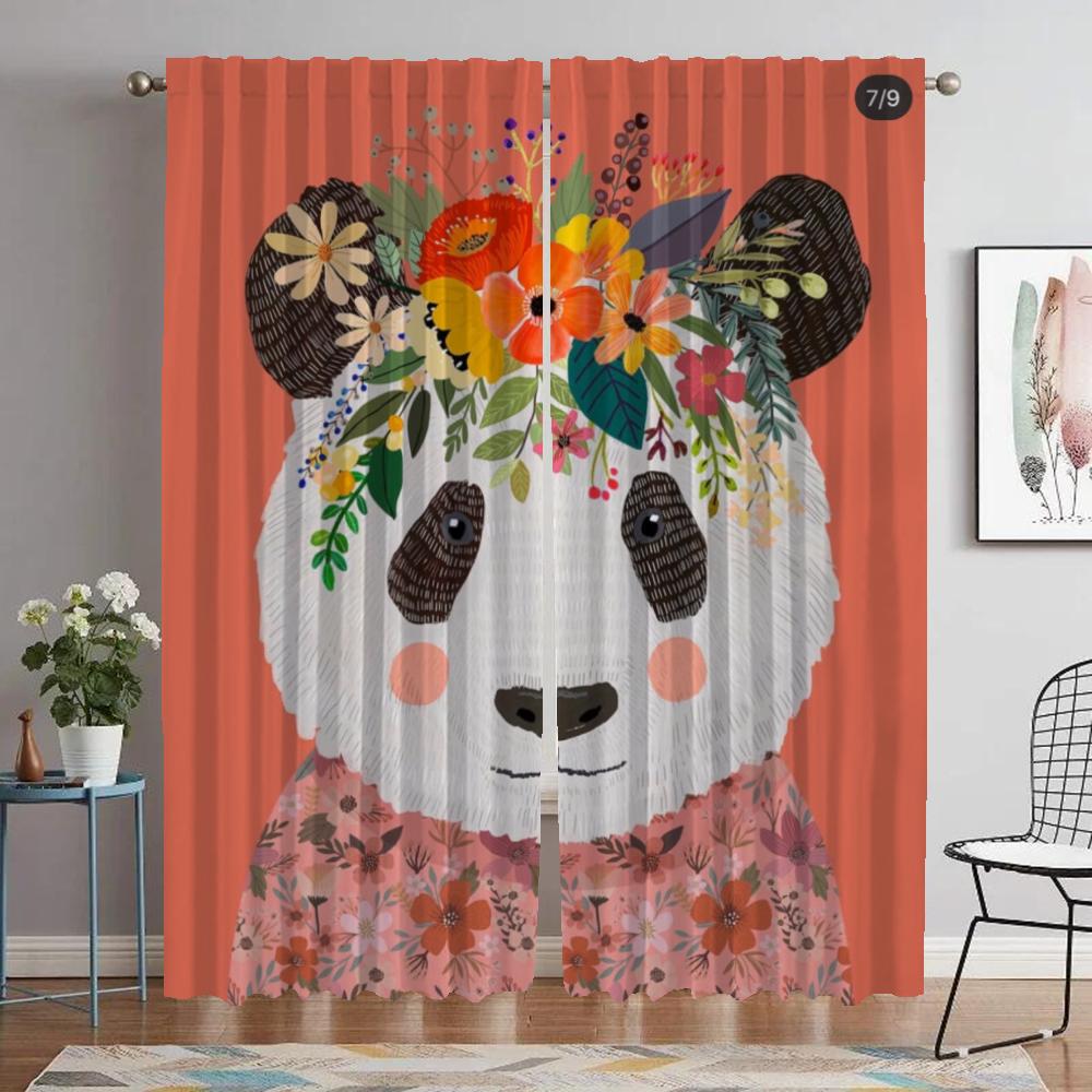

Bedroom Window Drapery ideal for Space 2 Panel Home Interior Draperies Divider Covers Halloween Ornament Living Room for Animal Draperies ideal W60xH90cmx2pcs-CL