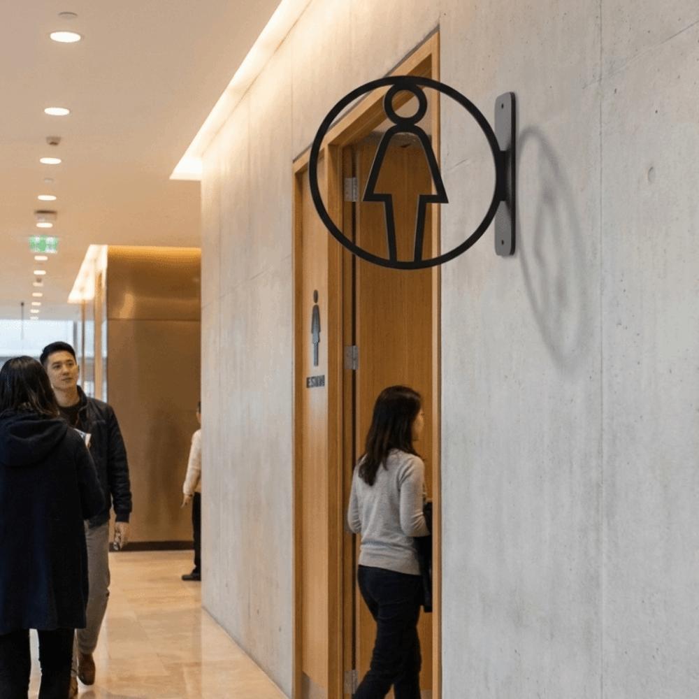 2D Επίπεδο Ακρυλικό Σημάδι Μπάνιου Διπλής Όψης Μινιμαλιστικό Σημάδι Πόρτας Τουαλέτας Αφαιρούμενο Εύκολο στην Εγκατάσταση Σημάδια Τουαλέτας Γραφεία