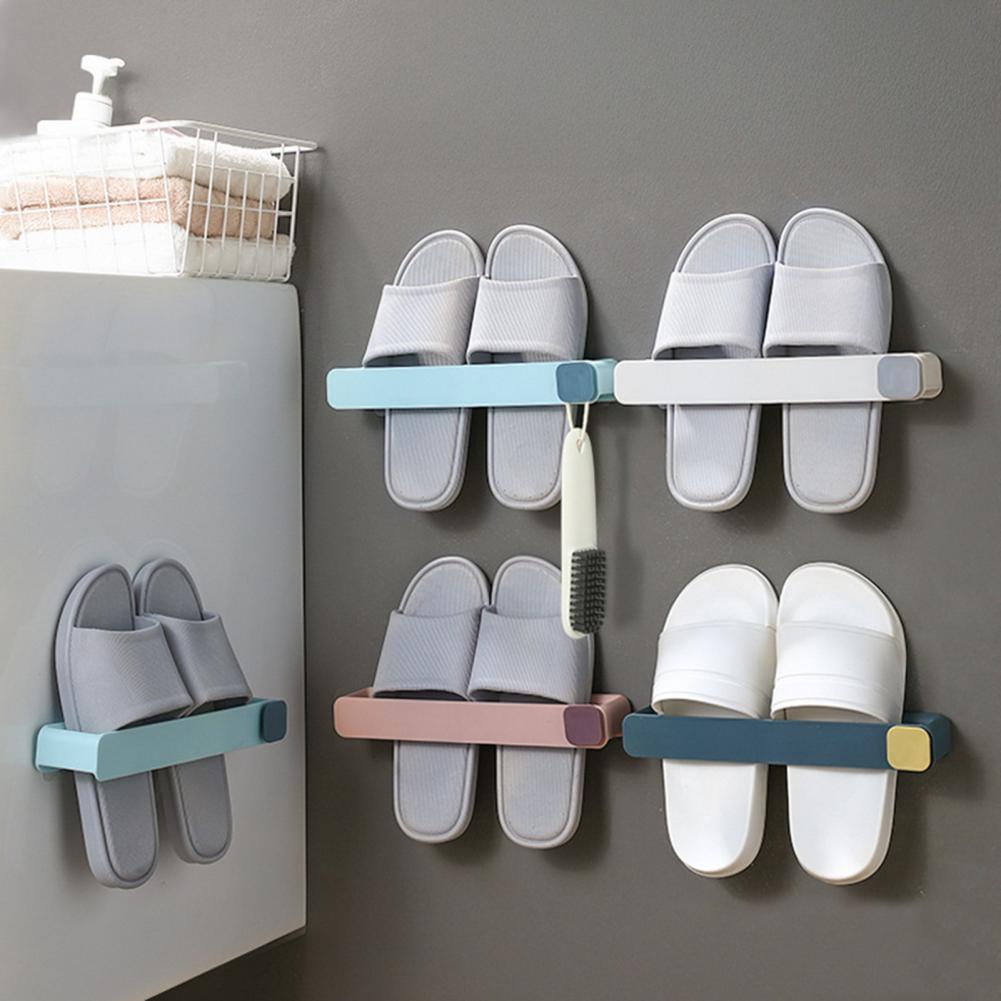 Bathroom Slipper Holder Wall Mounted Storage Rack Slipper Shoes Shelf One Piece Shoe Rack Space Saving Shelf Bathroom Hanging