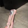 Elegant Stylish Heart Bow Wrist Strap Card Holder Phone Case for iPhone 17 Pro Max 16 15 14 13 Tweed Texture Protective Cover