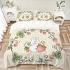 3pcs Cute Bunny & Strawberry Bedding Set - Includes 1 Quilt Cover and 2 Pillowcases, Comfortable Bedding with Stylish Design for Bedroom, Ma